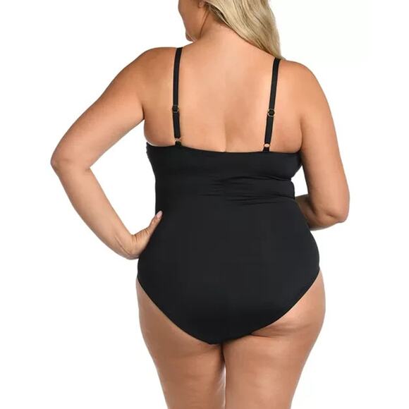 La Blanca Plus Size Ruched One Piece Swimsuit, Black, Size 18W 1063 - Picture 4 of 4
